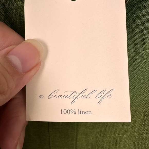 NWT Crown Linen Designs green Button Front Midi Dress 100% Linen cottagecore - Picture 11 of 12